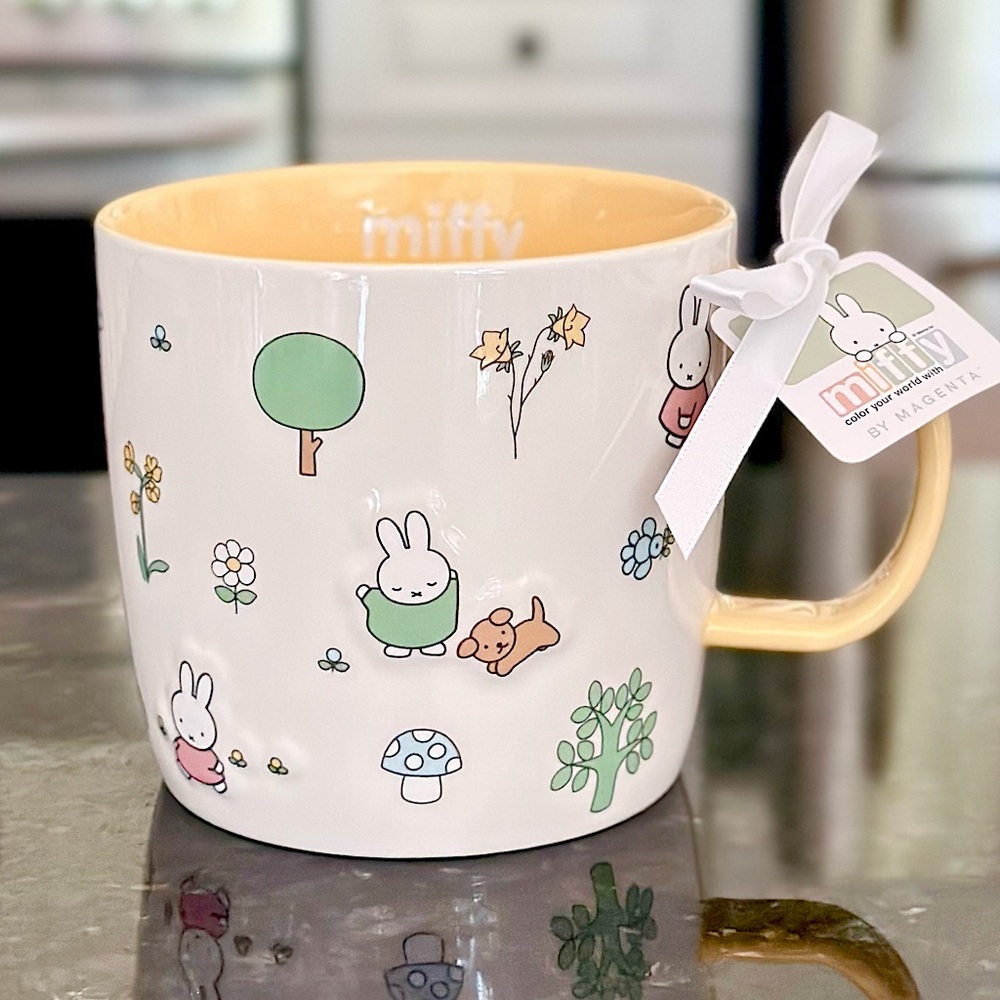 Miffy Bunny White and Yellow Illustrated Mug